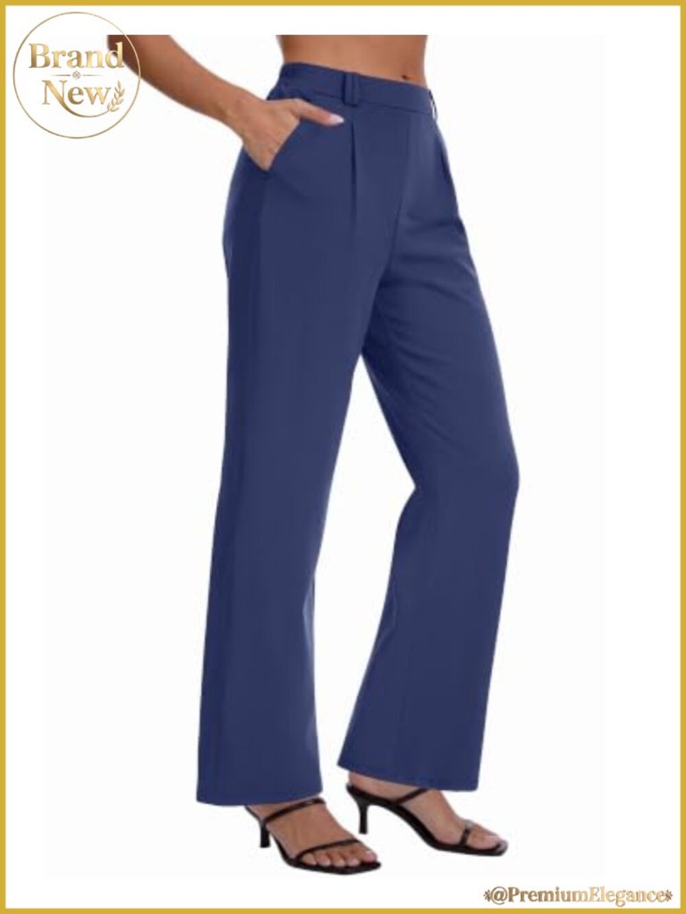 High Waisted Straight Leg Pull-On Work Pants with Pockets